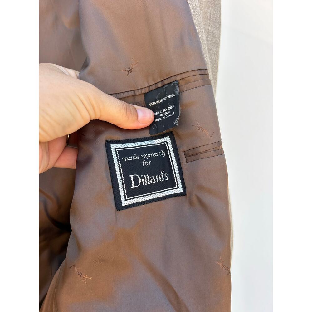 Vintage Yves Saint Laurent Oversized Blazer Jacket Double Breasted Taupe YSL XL - Picture 10 of 11